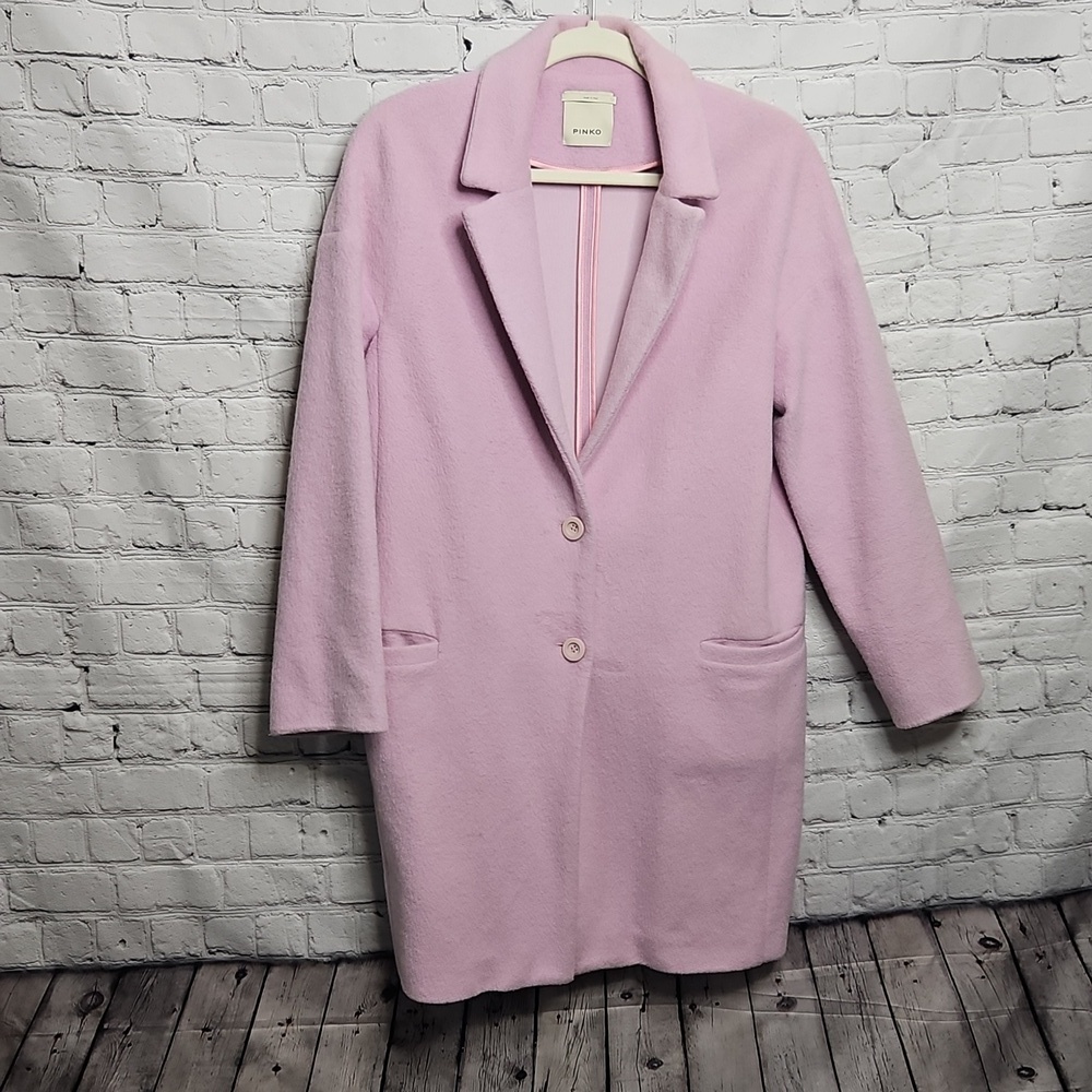 Pinko Wool Blend Baby Pink Overcoat Size Medium